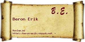 Beron Erik névjegykártya